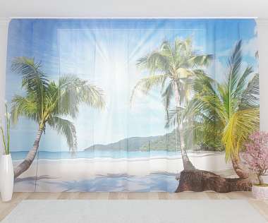 Фототюль «Солнечные пальмы на берегу»